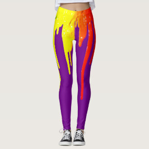 Stekflott målar paletten, lilan, regnbågefärger leggings