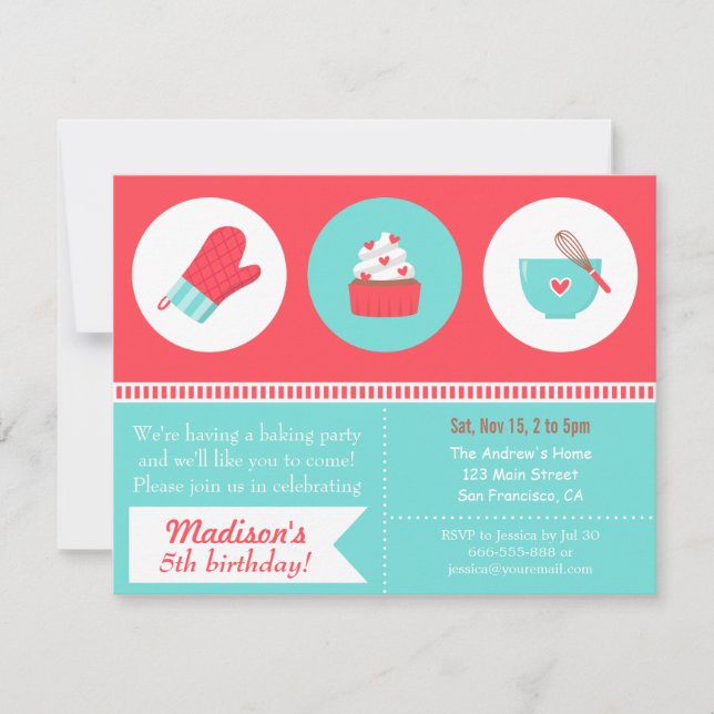 Stekhet födelsedagsfest för modern inbjudningar (Framsida)