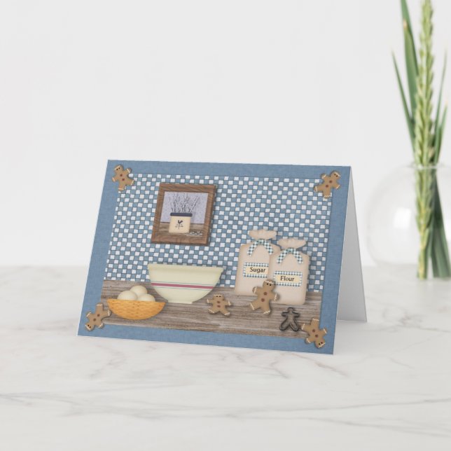 Stekhet pepparkaksgubbejulkort helgkort (Framsida)