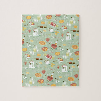 Stekhet tårta och pajer i kök pussel