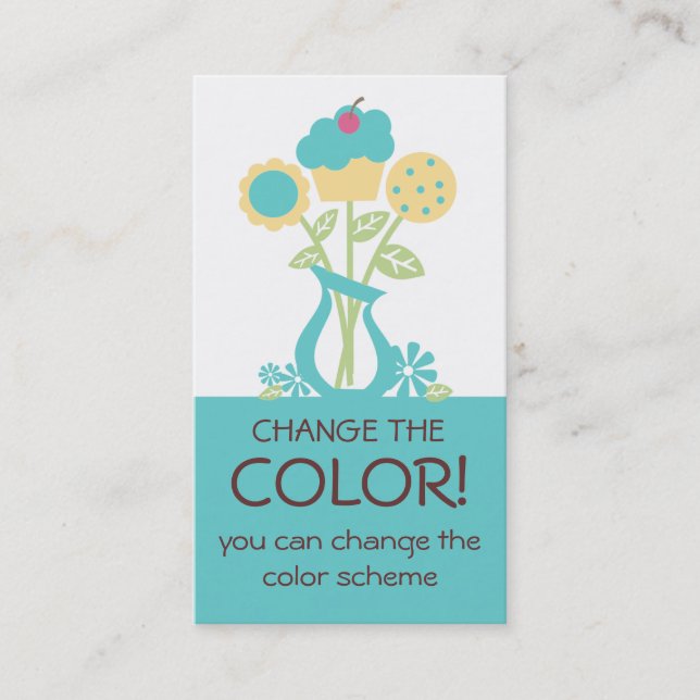 stekheta visitkortar 2 för kakamuffinbukett visitkort (Framsida)