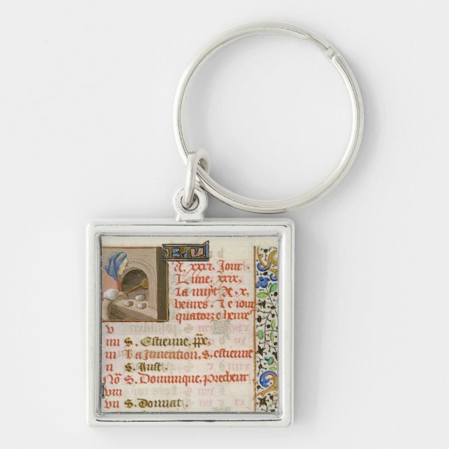 Stekhett bröd, från en bok av timmar fyrkantig silverfärgad nyckelring (Framsidan)