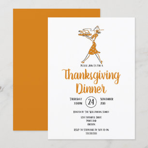 Stekning av kalkon Retro Thanksgiving-middag Inbjudningar