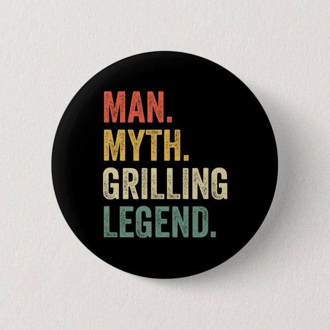 Stekning Bbq Rolig Man Myt Grill Legend Fars Dag Knapp (Framsida)