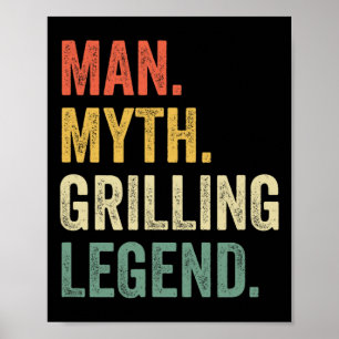 Stekning Bbq Rolig Man Myt Grill Legend Fathers D Poster