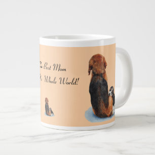 Stekpipa med mamma hund realistiska konst jumbo mugg
