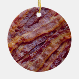 Stekt bacon julgransprydnad keramik