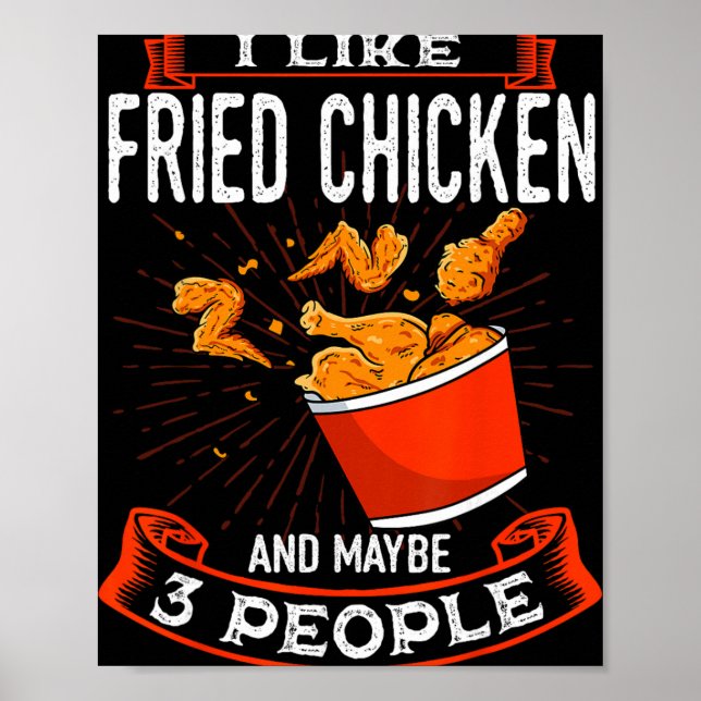 Stekt Kyckling Mat Matlagning Restaurang Chef Kö Poster (Framsidan)