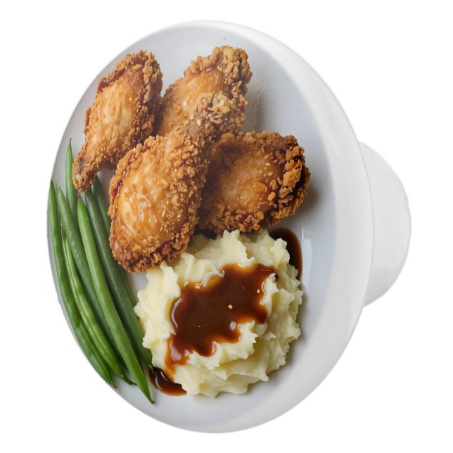 Stekt kyckling, potatispuré och gröna bönor knopp (Höger)