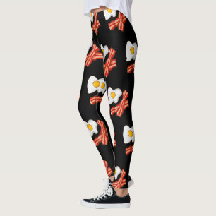 Stekta ägg Bacon Frukostälskare Matvane Skräpmat Leggings