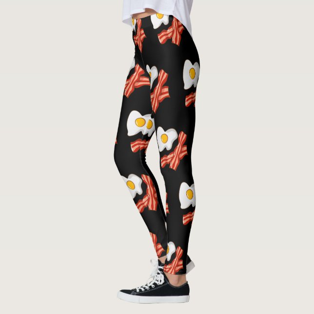 Stekta ägg Bacon Frukostälskare Matvane Skräpmat Leggings (Vänster)