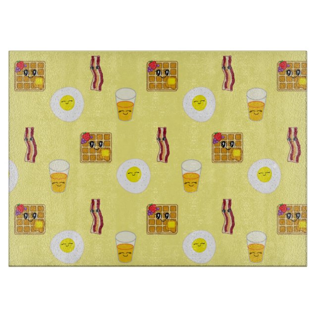 Stekta ägg, bacon, våfflor och apelsinjuice (Framsidan)