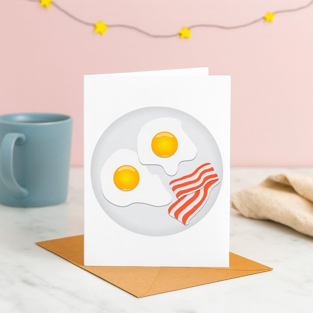 Stekta ägg och bacon frukostkort kort (Skapare uppladdad)