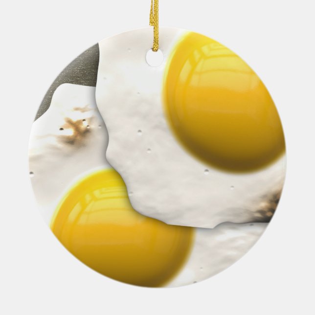 Stekte ägg julgransprydnad keramik (Baksidan)