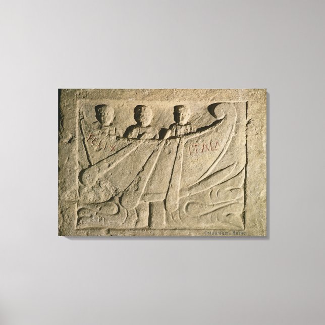 Stela skildrar en roddbåt "Felix Itala" Canvastryck (Framsida)