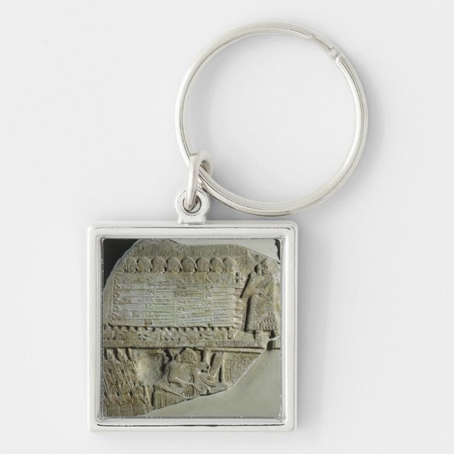 Stele av gammen fyrkantig silverfärgad nyckelring (Framsidan)