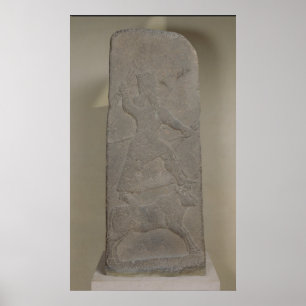 Stele som visar storm-guden Adad Poster