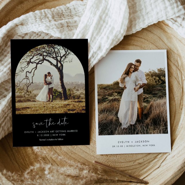 STELLA Arch Photo Save Date Black Inbjudningar (Skapare uppladdad)