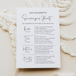 STELLA Bachelorette Scavenger Hunt Game Card Inbjudningar<br><div class="desc">Upptäck vår Stella Collection-allyr, som är noggrant utformad för att infektera din babydusch med en luft av modern minimalism och en aning edgy sofistikering. Designad för att sömlöst blanda bohemisk charm med tidlös elegans, garanterar denna mångsidiga samling att upphöja estetiken i vilken stil babydusch som helst och förvandla firande till...</div>