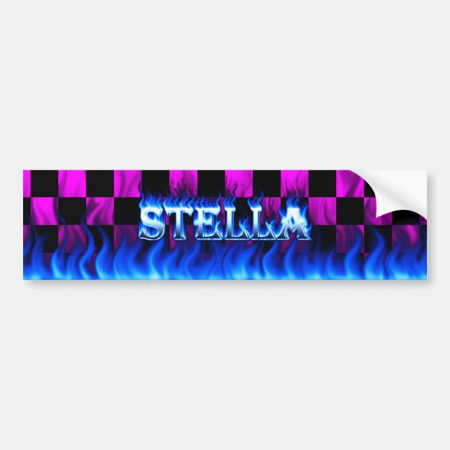 Stella blått avfyrar och flammar bildekaldesign bildekal (Framsidan)