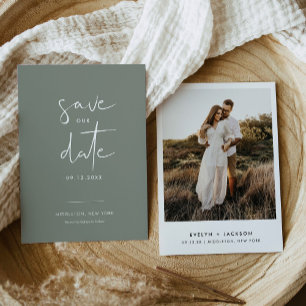 STELLA Boho Sage Photo Save Date Inbjudningar