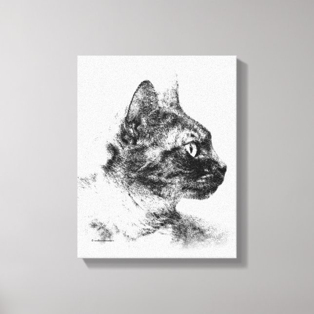 Stella den grå katten Kolteckning Canvastryck (Framsida)