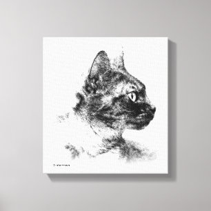 Stella Grått Cat Charcol Sketch Canvastryck