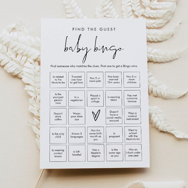 STELLA hittar gästkortet Baby Bingo Game Card Inbjudningar (Skapare uppladdad)