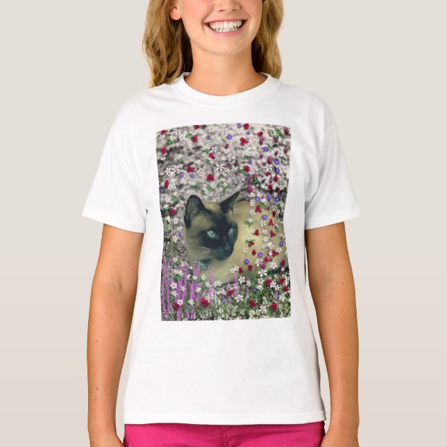 Stella i Flowers II, Chocolate Cream Siamese Cat Tee Shirt (Framsida)