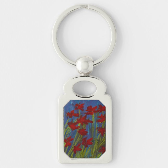 Stella Metall Keychain Rektangulärt Silverfärgad Nyckelring (Framsidan)
