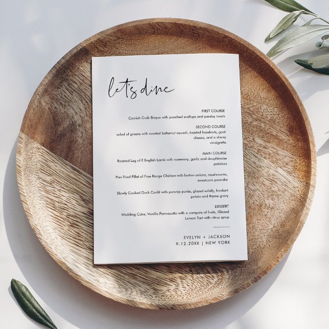 STELLA Minimalist Bröllop Menu 5x7 (Skapare uppladdad)