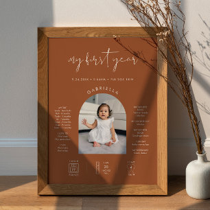 STELLA Minimalist Sienna 1:a födelsedagskaldelsten Poster