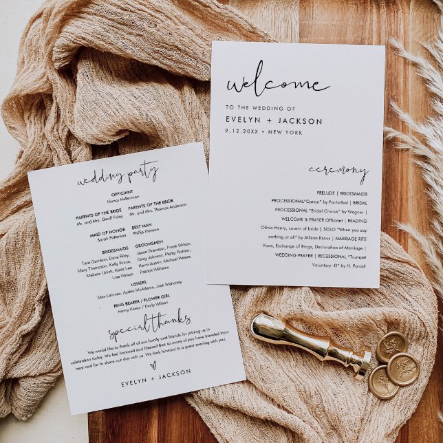 STELLA-minimikort för Bröllopsprogram 5x7 Inbjudningar (Skapare uppladdad)