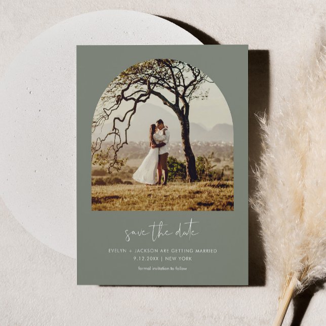 STELLA Modern Arch Photo Spara datum magneter Sage (Skapare uppladdad)