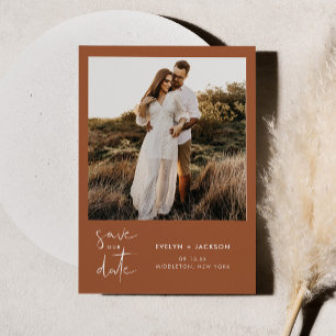 STELLA Modern Edgy Photo Save Date Rust Inbjudningar