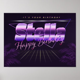 Stella Namn Vorname lila retro Poster Geburtstag