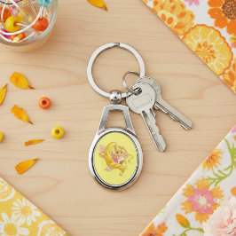 Stella Ovalt Silverfärgad Nyckelring