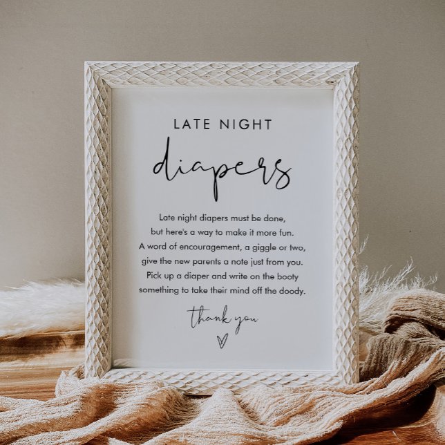 STELLA Sent Natt Diaper Baby Shower Sign Sign Poster (Skapare uppladdad)