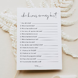 STELLA som känner Mamma Best Baby Shower Game Inbjudningar