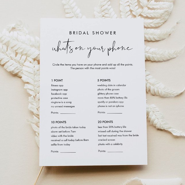 STELLA What is on Your Mobil Möhippa Game Card Inbjudningar (Skapare uppladdad)