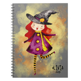 Stellalunarts Halloween Witch Cute Girl Anteckningsbok