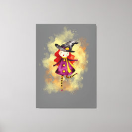 Stellalunarts Halloween Witch Cute Girl Canvastryck