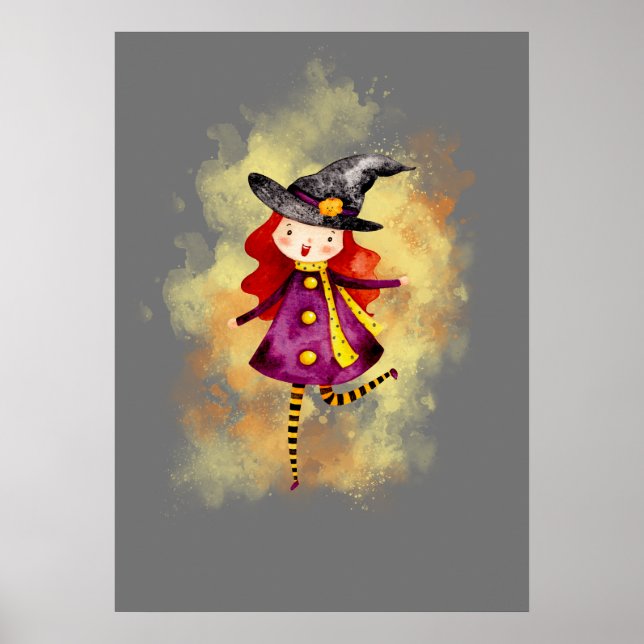 Stellalunarts Halloween Witch Cute Girl Poster (Framsidan)