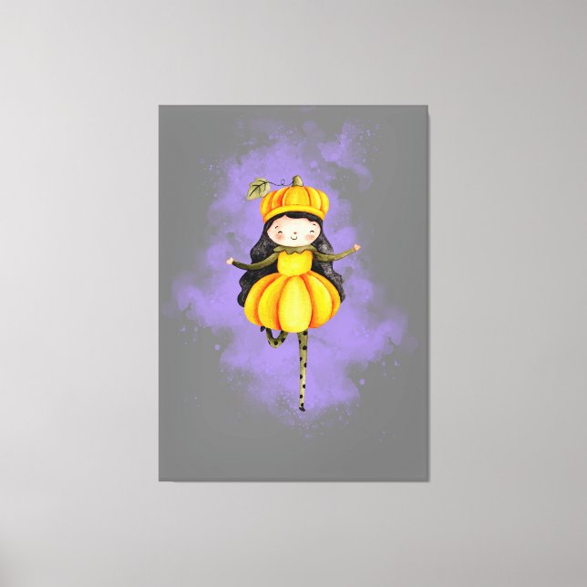 Stellalunarts Pumpkin Halloween Cute Girl Canvastryck (Framsida)