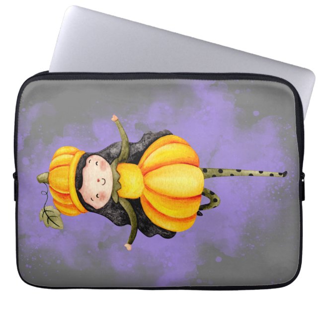 Stellalunarts Pumpkin Halloween Cute Girl Laptop Fodral (Framsidan)