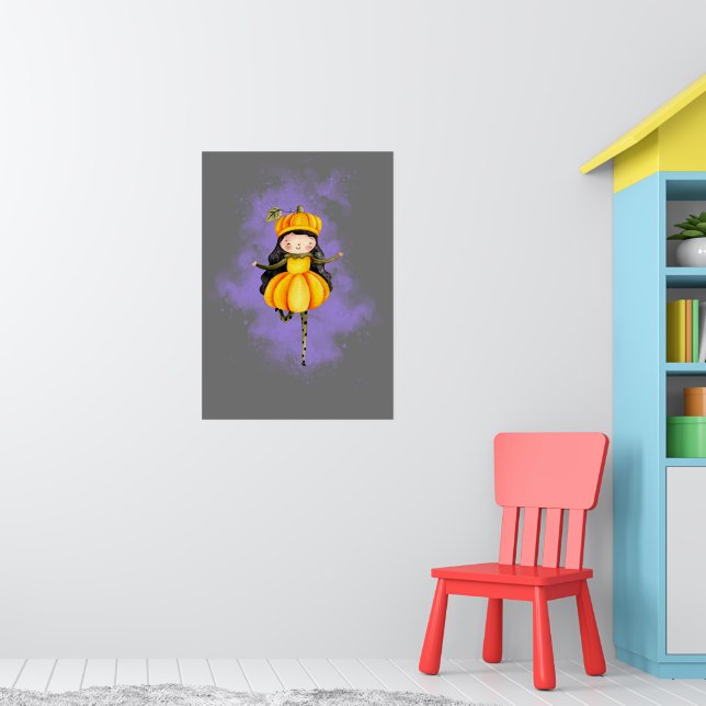 Stellalunarts Pumpkin Halloween Cute Girl Poster (Barnkammare 1)
