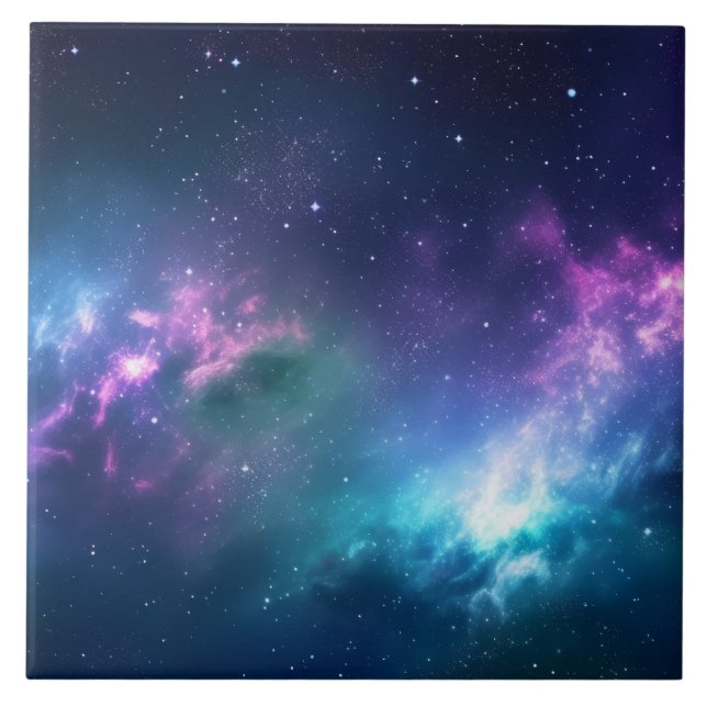 Stellär belysning: Nebula med glidande stjärnor Kakelplatta (Framsidan)