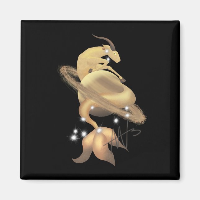 Stellar Capricorn Saturn Zodiac Magnet (Framsidan)
