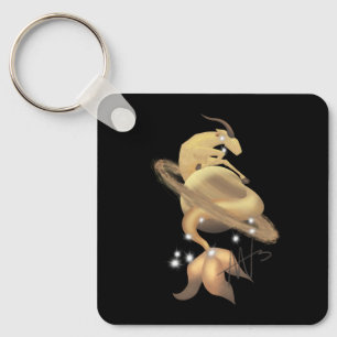 Stellar Capricorn Saturn Zodiac Metall Nyckelring