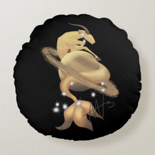 Stellar Capricorn Saturn Zodiac Rund Kudde
